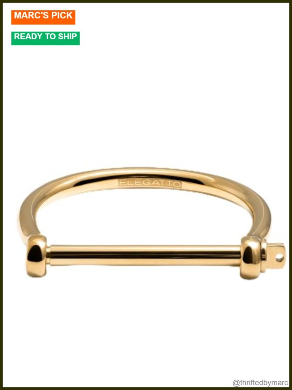18K Gold Plated Stainless Steel Bangle Bracelet - Unisex Designer Jewelry